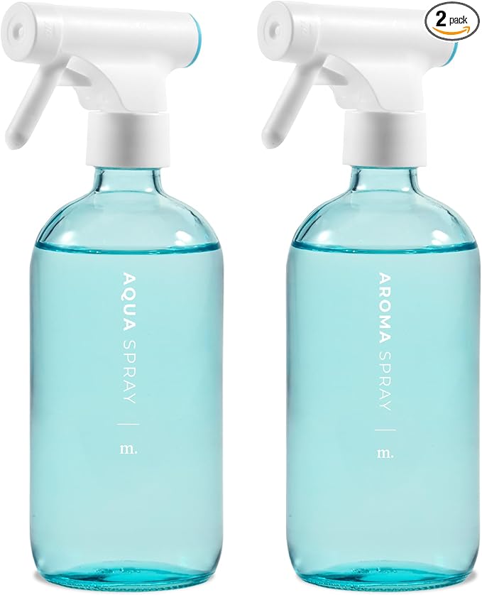 MAISONOVO Blue Glass Spray Bottles 16.9 Oz Pack of 2 - Blue Spray Bottle for Plants with Fortified Glass & Fine Mist - Ideal for Plant Care, Gardening, Misting, Seedlings & Indoor Plants - 16 Labels
