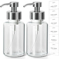 Foaming Soap Dispenser, 14.1 oz/400ml Foaming Hand Soap Dispenser, 2 Pack Glass Foaming Dispenser for Bathroom & Kitchen, Clear Refillable Liquid Dispenser Bottle with Waterproof Labels