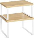 HOOBRO Cabinet Organizer Shelf, Set of 2, Kitchen Countertop Organizer, Kitchen Countertop Shelf, Spice Rack for Counter, Stackable, Expandable for Cabinet, Kitchen, Natural and White WN33TL01