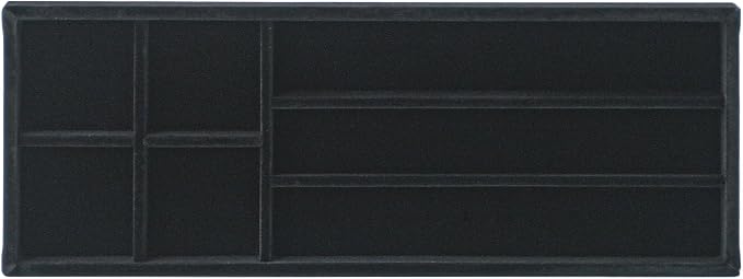 Divided Drawer Organizer Tray, Velvet Jewelry Storage Tray, Necklace Bracelet Ring Earring Display Tray,Bedside Nightstand Desk Holder Tray for Phone Watch Sunglasses Cosmetics Storage/Black/7grid