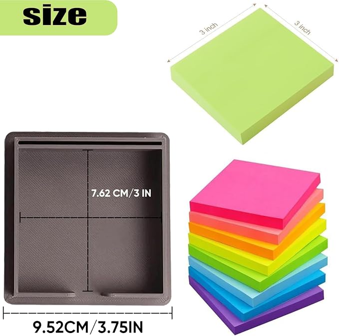 Sticky Note Stencil, Sticky Note Holder with Stencil 3x3 Sticky Note Line Stencil and Holder, Perfect for to-Do Lists, Home, Office, Sticky Notes Dispenser, Reusable Note Organizer (Blue)