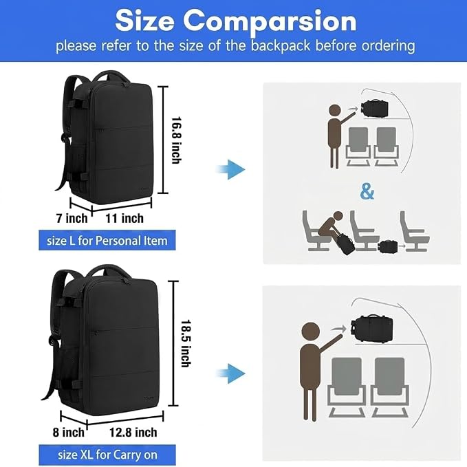Taygeer Travel Backpack for Men Women, Carry On Backpack with Shoe Pouch | TSA 17.3inch Laptop Mochila Flight Approved, Nurse Bag Casual Daypack for Weekender Business Hiking,Black