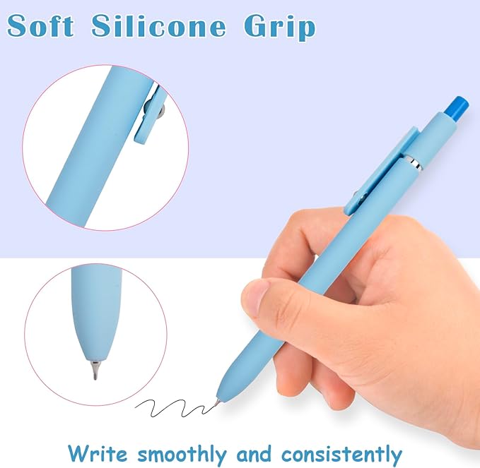 Gel Pens School Office Supplies - 10 Pcs 0.5mm Cute Black Ink Ballpoint, Macaron Colored Fine Point Pen, Desk Accessories for Women College Teacher, Pastel Smooth Writing Pen for Journaling Gifts