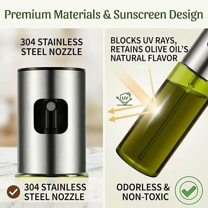 Oil Sprayer for Cooking - Olive & Avocado Oil Spray Bottle, 100ml Food Grade Glass Mister with Adjustable Nozzle for Kitchen Gadgets, Air Fryer, Salad, Frying, BBQ (2PCS)