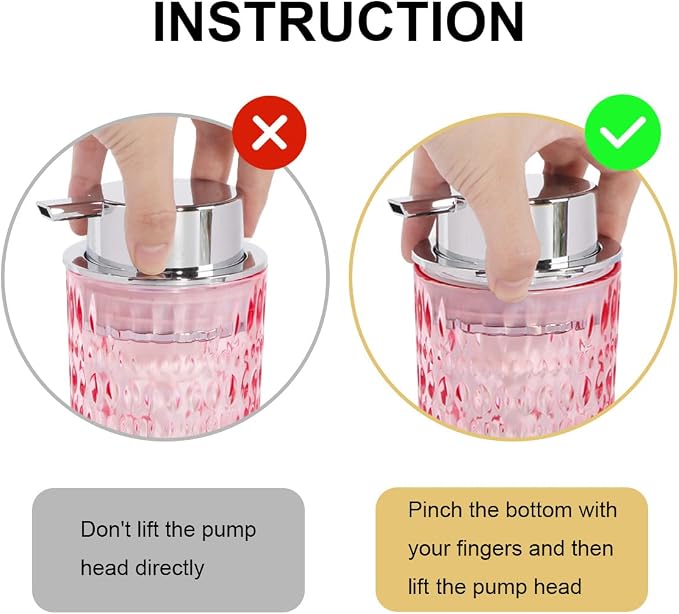 Foam Soap Dispenser, Pink Glass Foaming Soap Dispenser with Pump, 14 Oz Bathroom Refillable Liquid Lotion Pump Bottle Container for Kitchen Countertop Decor