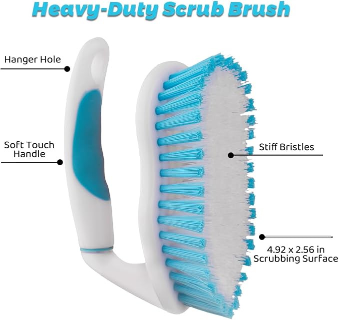 3 Pack Scrub Brush Set, Heavy-Duty Scrub Scrubbing Brushes for Cleaning, Grout Brush with Stiff Bristles Cleaning Brush for Bathroom, Bathtub, Kitchen, Floor, Tub, Tile, Sink