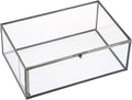 Hipiwe Vintage Glass Box with Lid Jewelry Display Case Vanity Lidded Box | Rectangle Glass Boxes Organizer Black Home Decor Accent Decorative Boxes for Keepsakes Trinket Rings,X-Large