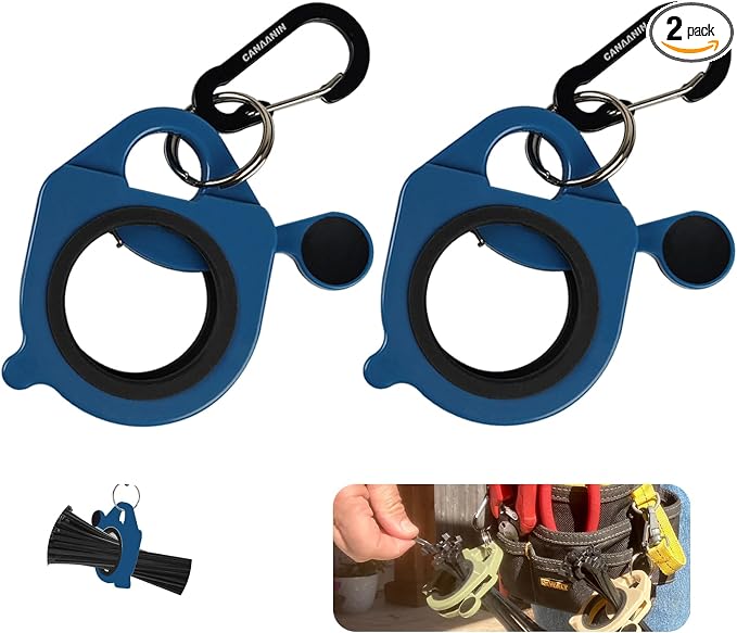 Zip Tie Holder Cable Tie Holder Heavy-Duty Colored Upgraded Carabiner Clip for Tool Belt Organized Strong Efficient for Electrician Tool Storage Reusable Portable(Blue, 2 Piece)