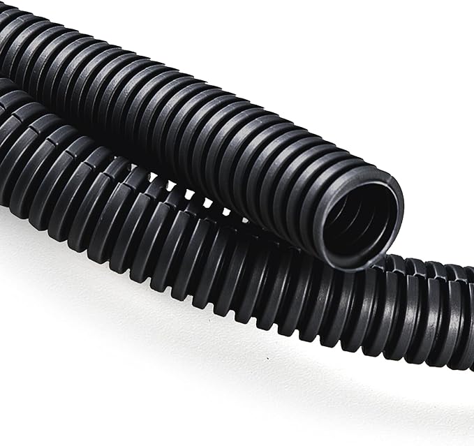 ZhiYo 20FT 3/8” Wire Loom Split Tubing Auto Wire Conduit Flexible Cover | High Temperature Heat Resistant -40F to 257F | Plastic Cover for Electrical Wires & Cables, Black | Flexible Cover, High Temperature Heat Resistant -40F to 257F, Plastic Cover fo...