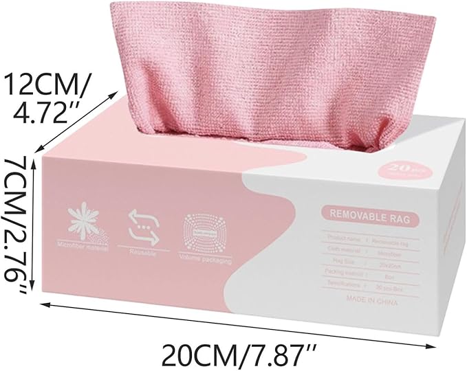 Microfiber Cleaning Cloths in Box, 20 Pack Extract Towels, Lint Free Reusable Rags for Household Kitchen Cleaning, Ultra Absorbent Multi-Purpose Wipes for Car Wash Detailing (04)