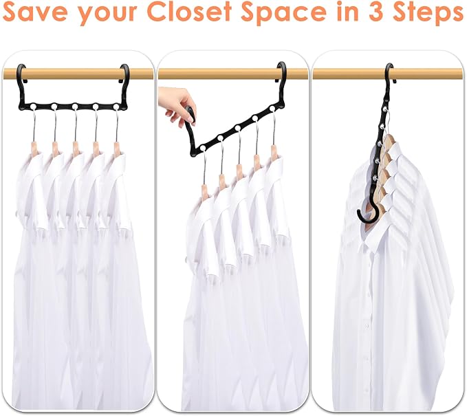 College Dorm Room Essentials, Magic Hangers Space Saving Clothes Hanger, Closet Organizers and Storage for 30 Heavy Clothes, Smart Space Saver Sturdy Plastic Hangers with 360° Rotating Hooks, 6 Pack