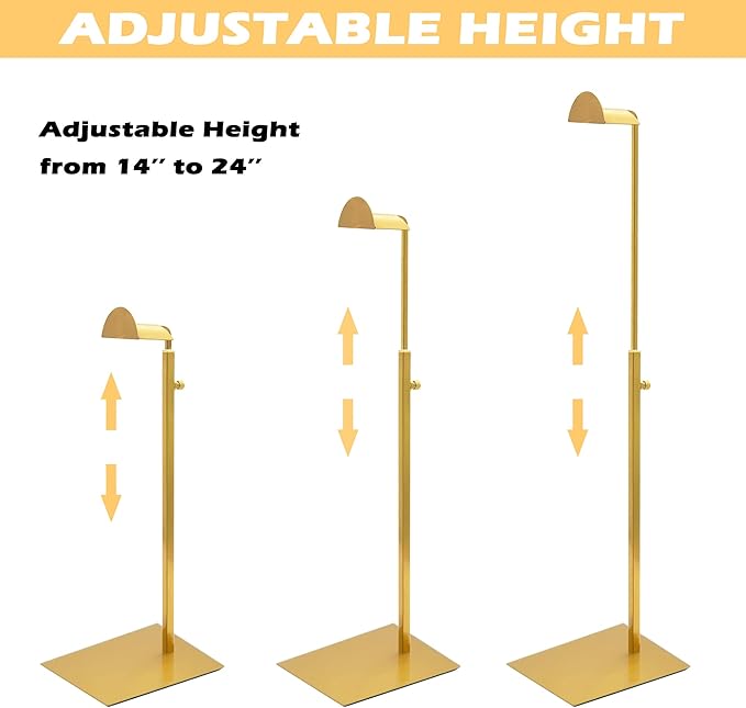 Royxen 3 Pack Purse Holder, Purse Display Stand with Adjustable Height, Bag Stands for Display, Stainless Steel Purse Rack for Bags Organizer (Gold)