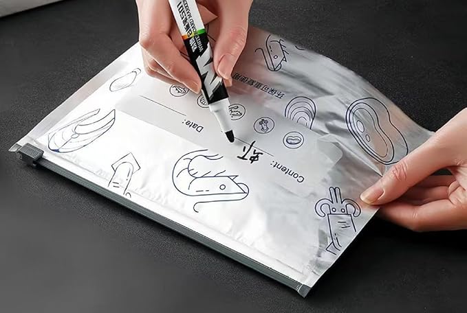 30PCS Reusable Aluminum Foil Sealable Storage Bags, Vacuum Zipper Pouches, Stand Up Foil Sealable Bags with Label and Zip Lock (Mixed 3-Size)