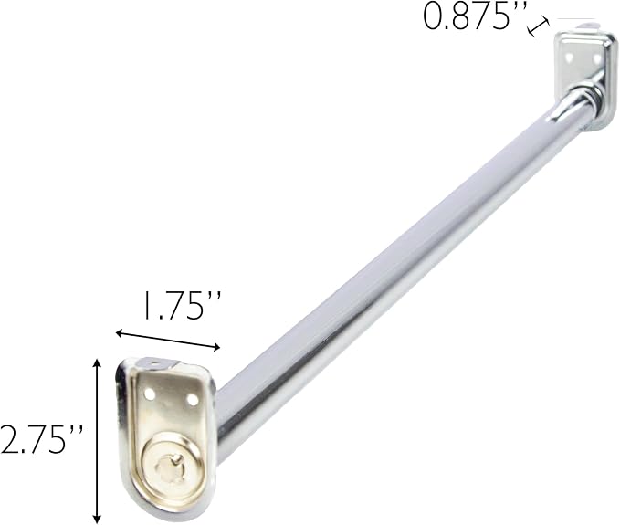 Pemberly Row Stainless Steel Adjustable Closet Rod, 80-150 in, Polished Chrome Finish, Easy Install with Mounting Hardware, Durable Storage Solution for Clothes Organization in Closets