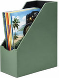 UnionBasic Magazine File Holder, Leatherette Desktop Document Organizer, Home Office Paper Holder File Storage Literature Sorter, Malachite Green
