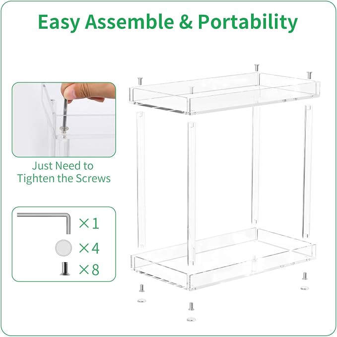 NPPLUS Acrylic Bathroom Counter Organizer, 2-Tier Tray Vanity Counter Organizer, Home Storage Holder for Makeup, Cosmetics & Perfume