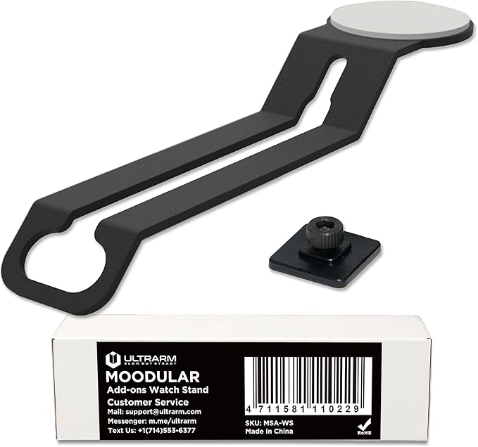ULTRARM Moodular Watch Stand Add-On for Slide Rails, Do Not Use Alone | Accessory Only, Charger Not Included, Dedicated Watch Spot, Ergonomic & Accessible, Strong & Durable, Black, MSA-WS