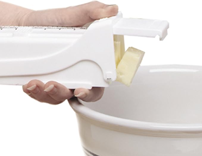KitchenArt Buttermate Butter Cutter Slicer, Measuring Dispenser and Keeper, White