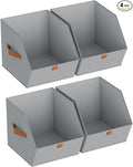 Homsorout Fabric Closet Storage Cubes - 4 Pack Square Storage Bins with Dual Handles for Clothes, Towels, Toys, Cube Storage Organizers for Bedroom, Nursery, Shelves, Closet, Small Spaces, Grey