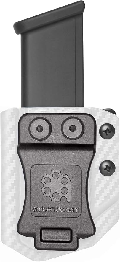 Amberide Universal IWB/OWB Kydex Mag Carrier for 9mm / .40 & .45 ACP Magazines, Single and Double Stack, Adjustable Retention, Ambidextrous, Fits 1.5" Belt, Made in USA