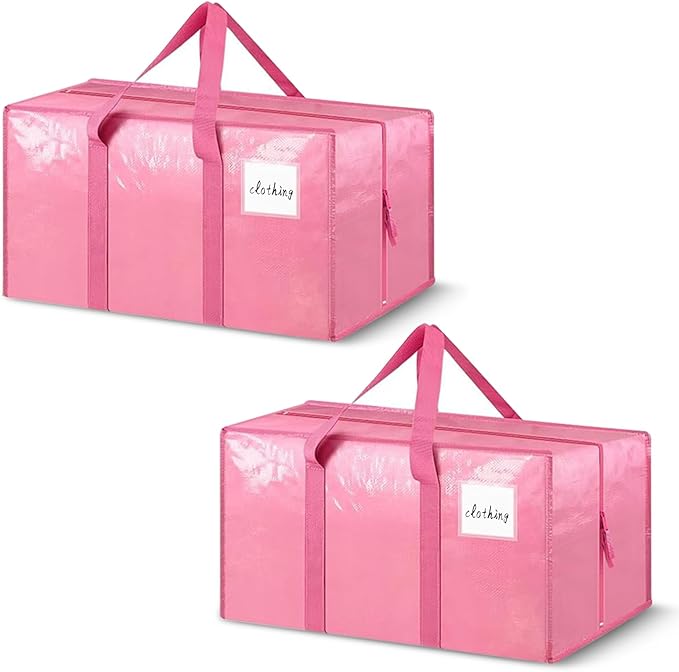 2 Pack Extra-Large portable Moving Bag, foldable storage bags, suitable for moving, packing and organizing. Waterproof and reusable laundry travel bags, used for storing clothes, toys and bedding.