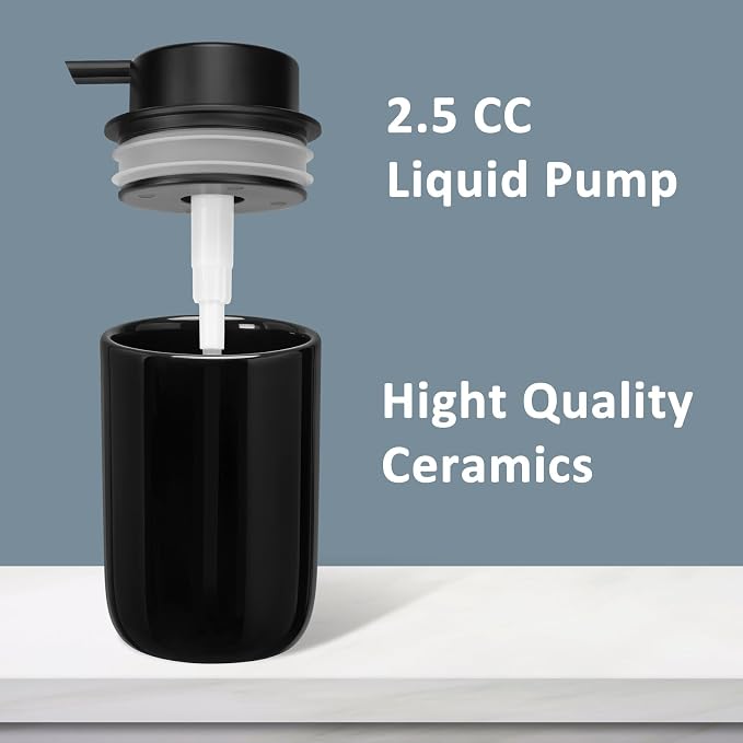 Soap Liquid Dispenser Ceramic with Easy-to-Press Pump Hand Liquid Dispenser for Shampoo Bathroom Countertop 13.5 oz
