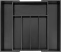 Utoplike Bamboo Silverware Drawer Organizer, Expandable Kitchen Utensils Drawer Organiser, Cutlery Tray Dividers, Flatware Caddy Drawer Insert, Office Supplies, Black 5-7 Slot