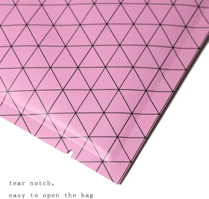100 PCS 4 Mil Thick Open Top Heat Seal Bags, PET+AL+PE Mylar Bags with Easy Tear Notch, Resealable Heat Sealable Pouch for Food Storage, Packaging, Not Vacuum Bags (Pink, 12 * 18CM/4.7"*7.1")