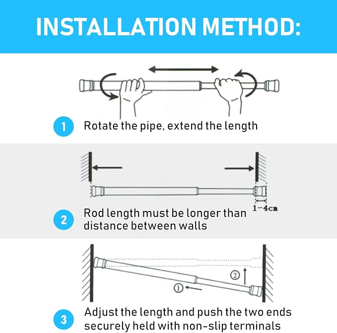 Black Small Tension Curtain Rod 16 to 26 Inch,7/8" inch Adjustable Short Curtain Rod No Drilling,Spring Curtain Rod for Windows Kitchen Closet Doorway
