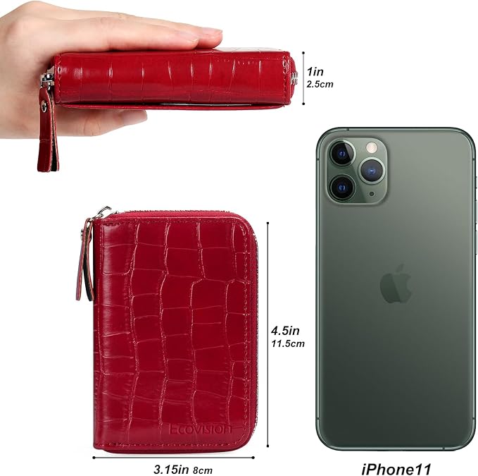 Credit Card Wallet, RFID Card Case Wallet, Zipper Card Cases Holder for Men Women, RFID Blocking, KeyChain Wallet, Compact Size Card Organizer Case for Women