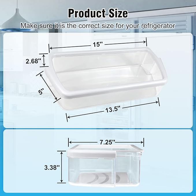 [2 PACK]W10321304 Refrigerator Door Shelf Replacement Compatible with Whirlpool Fridge Door Bin WRS325FDAM01, WRS325FDAM02, WRS325FDAM04, ED5FVGXWS07 - Replace WPW10321304,AP6019471, 2179574, 2179575