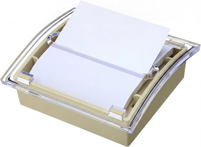 Junkin 1 Pcs Pop up Sticky Note Dispenser 3 x 3 Inch Sticky Note Holder with Transparent Top Colorful Base for School Office Home Store Desk Supplies (Olive Green)