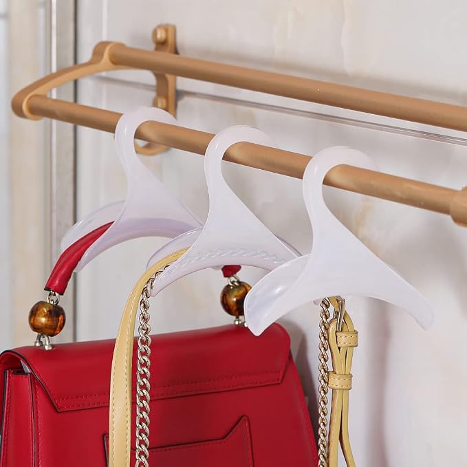 Purse Hanger for Closet Rod - Handbag Storage Organizer - Acrylic Hangers for Hanging Purses, Backpacks, Satchels, Crossovers, Totes (4 Pack)