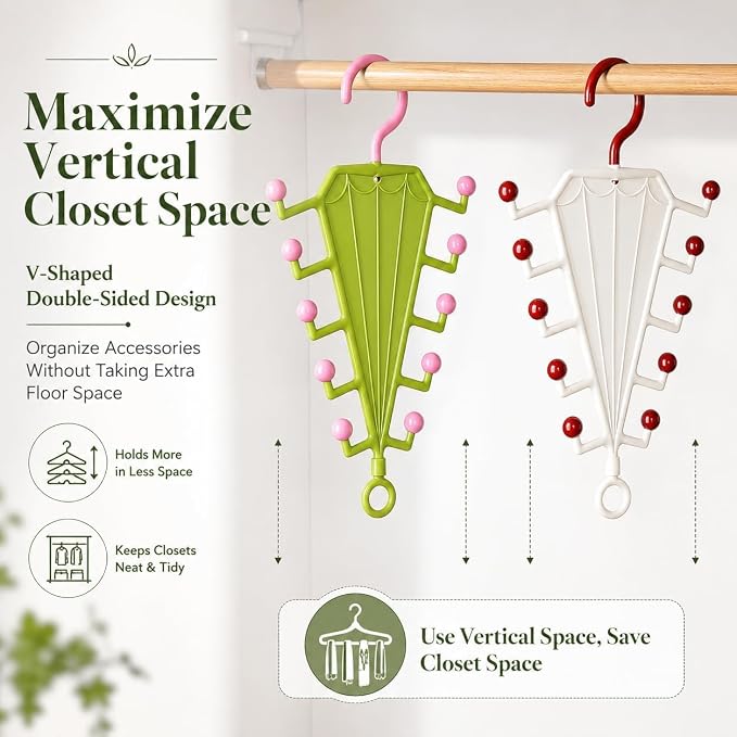V-Shaped Double-Sided Closet Organizer Hanger, Multi-Functional V-Shaped Double Sided Hanger Storage Rack, Vertical Closet Storage Rack for Shirts, Light Jackets, Hats, Scarves (1, Red)