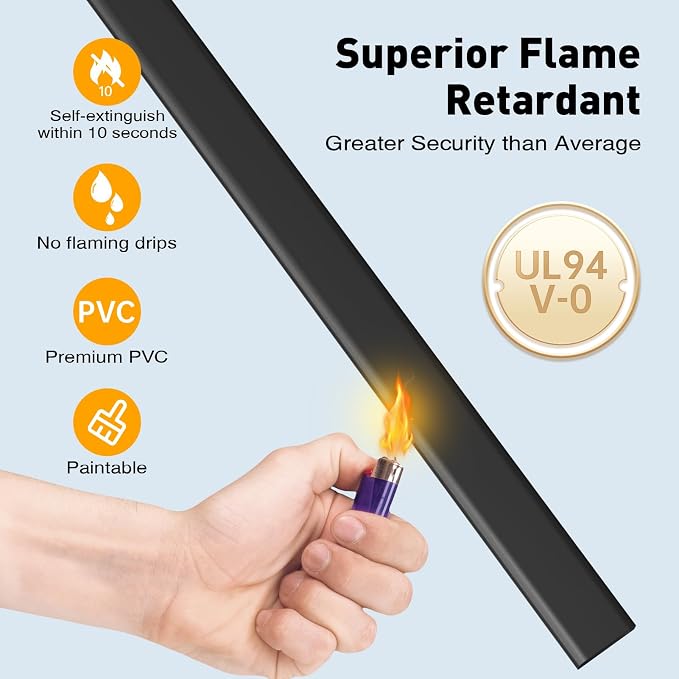 Delamu Cord Hider, 142in Cable Hider, Cord Covers for 2-3 Wires on Wall, Wire Covers for Cords, Wire Hiders for TV on Wall, Easier Setup Cable Cover Cable Management, W0.94 H0.47in, Black