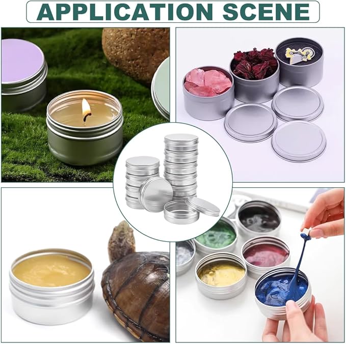 BENECREAT 12 Pack 3.4 OZ Tin Cans Screw Top Round Aluminum Cans Screw Lid Containers - Great for Store Spices, Candies, Tea or Gift Giving (Platinum)