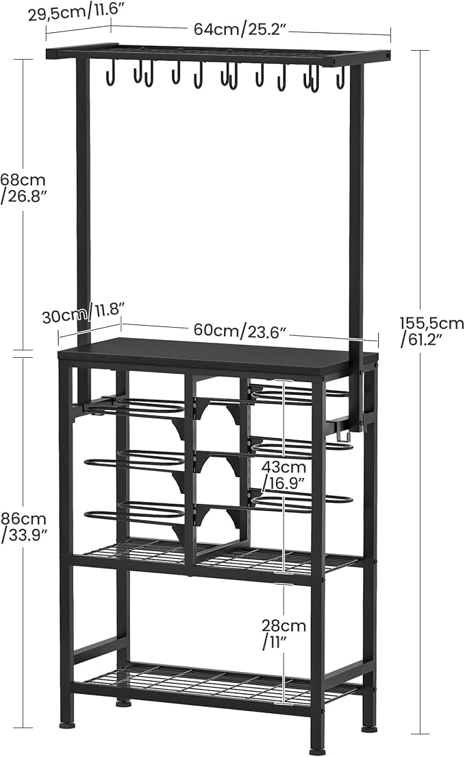 CHOEZON Pots and Pans Organizer Rack, Kitchen Bakers Rack, Multi-Tier Storage Shelf, Kitchen Island Table, Cooking Rack with Pots and Pans Storage, Black TPR60BB