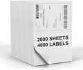 Half Sheet 8.5x5.5inch Shipping Mailing Label 4000 Counts, 2 Labels Per Sheet 8.5 x 11 for Laser & Inkjet Printer, Permanent Adhesive Label Square Corner (2000 Sheets)