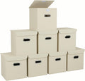 Closet Organizers Fabric Storage Bins With Lids Collapsible Cube Storage Organizer Basket With Handles,Storage Boxes for Clothes Storage,Office,Laundry,Shelves,8 Pack,（Creamy-White）