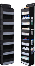 WishJazz Premium Over The Door Organizer 6 Large Pockets, 150D Extra Thick,50 lbs Hanging Organizer Storage, Behind Door Closet Organizer and Storage for Nursery, Bedroom, Bathroom, Black