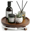 10" Solid Wood Lazy Susan Turntable Organizer for Cabinet, Pantry, Kitchen Countertop - Farmhouse Style with Raised Feet & Water-Resistant Coating, Rustic Bathroom Vanity Tray and Dining Table Decor