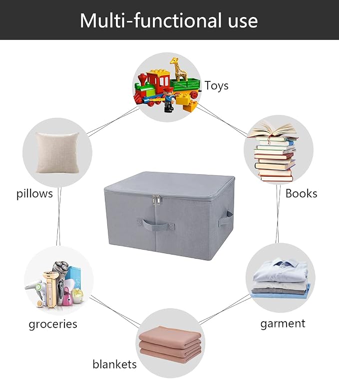 17.6 X 13.6 X 9.7",Folding Closet Clothes Storage Boxes with Zip Lid, 2 PCS | 17.6"x 13.6"x 9.7", drawer Cubes, Breathable Fabric & foldable Design Organizer Bins for Clothing Toy Dolls, Blankets