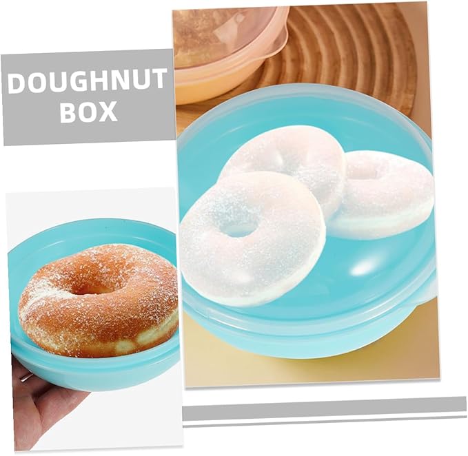 2pcs Airtight Doughnut Bread Storage Containers Bagel Keeper Boxes for Freezer and Microwave Portable Bread Organizer for Kitchen and Bakery Countertop