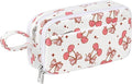 Corduroy Pencil Case, Large Capacity Pencil Pouch with 4 Compartments, Cute Soft Aesthetic Stationery Pen Bag Organizer with Zipper, Portable School Supplies for Teen and Adult Girls, Big Cherry