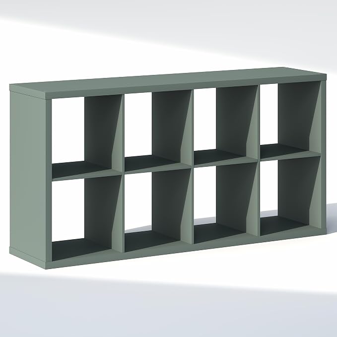 Furinno Cubic Extra Thick 8-Cube Closet Organizers and Storage, Sage Green | 14.6 x 30 x 58 in, Open Shelf Closet Storage, Closet Organizer, for Wardrobe, Bedroom, Living Room