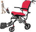 Wheelchairs for Adults,Transport Wheelchair Lightweight Foldable with Removable Cushion,Transport Chair,Ergonomic Travel Wheelchair with Telescopic Handle,Gifts for Grandma,Red