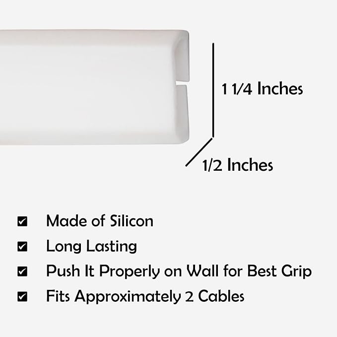 TV Cord Hider – Flexible Wall Cord Cover Slim Design Silicone Cable Raceway - Self Adhesive, Cut to Size Design for Hiding Wires on Wall - Clean Home Setup Cable Concealment (White, 10 Feet)