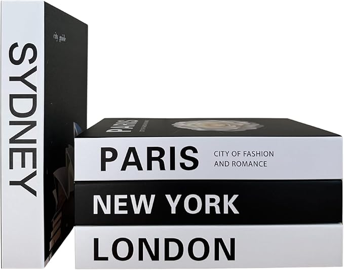 PROBENEX Urban Large | 4 PCS Faux Decorative Books for Home Decor | Not Real Books (Cardboard Boxes) | Coffee Table, Shelf Styling & Modern Aesthetic Accent Pieces for Living Room (L_Urban_Large)