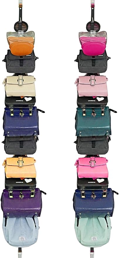 Bag-Organizer-Rack for Door-Hanger Purse-Holder - 20 Hooks for Handbags 2Pcs (Black, 2PCS(Fit Door Thickness 1.3-1.5"))