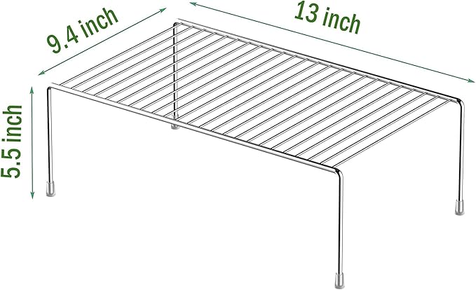 iPEGTOP Set of 6 Kitchen Cabinet Shelf Organizer, Medium (13 x 9.4 Inch) Bathroom Cabinet Organization Wire Shelf Rack, Rustproof Storage Space Saver Shelves for Countertops Pantries Utensils -Chrome